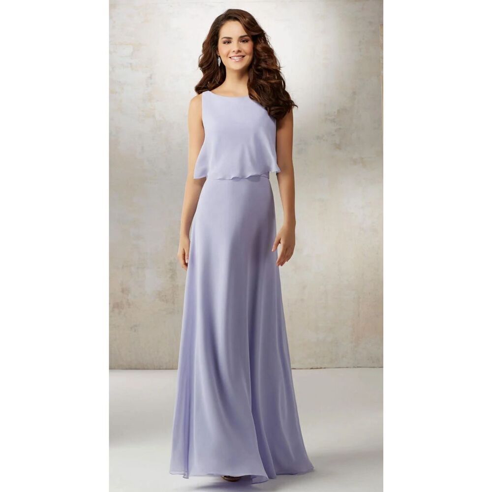 Morilee NEW size 22 long violet chiffon dress style 21502 plus size